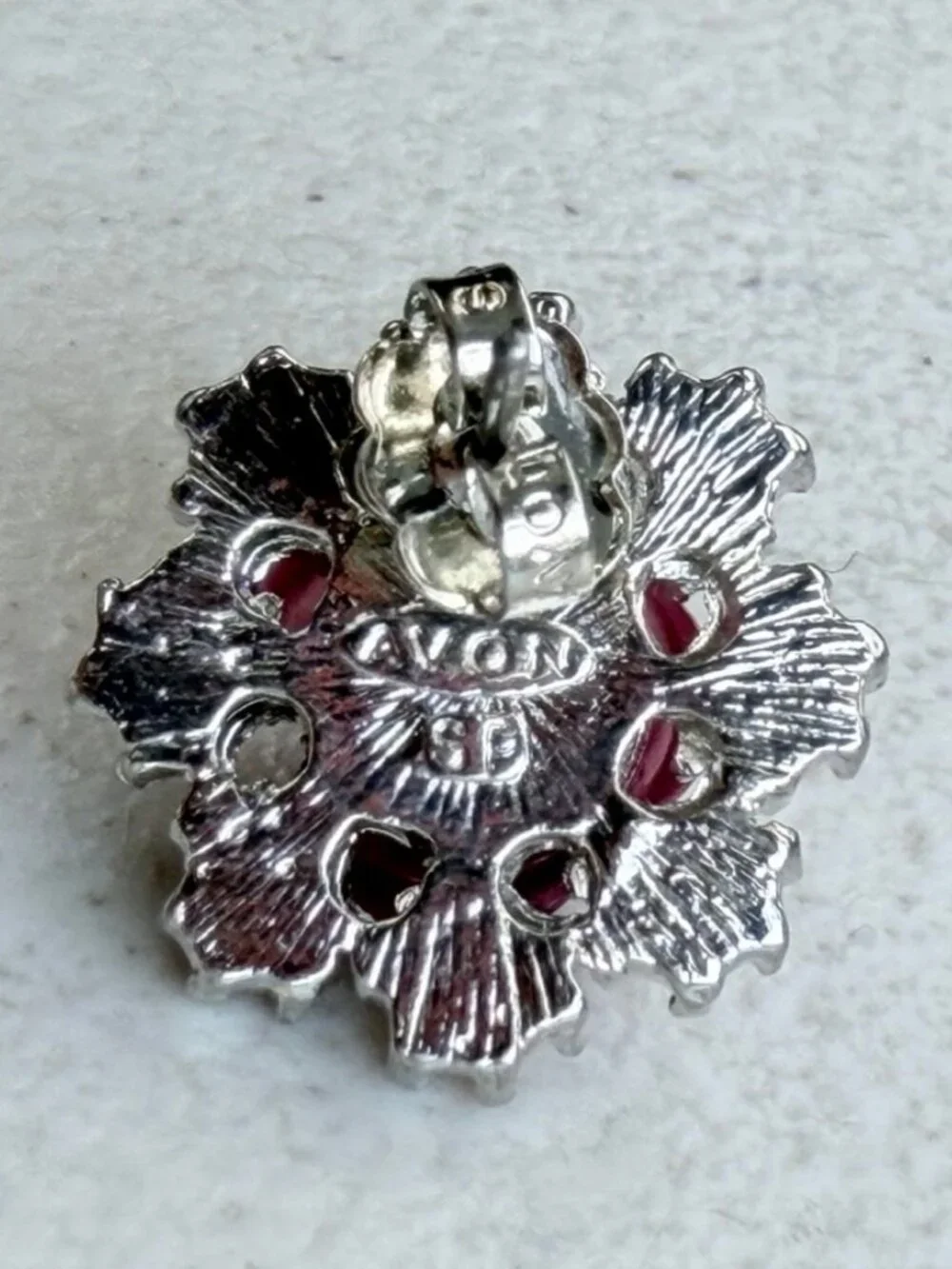 Vintage Rose & Crystal Stud Earrings 1960s Pink Floral Rhinestone Jewelry - Picture 4 of 4